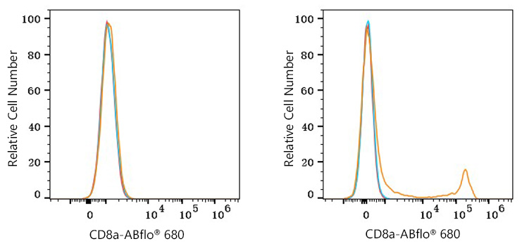 ABflo® 680 Rabbit anti-Human CD8a mAb, проточная цитометрия, клетки 293F и человеческие PBMC (16426)